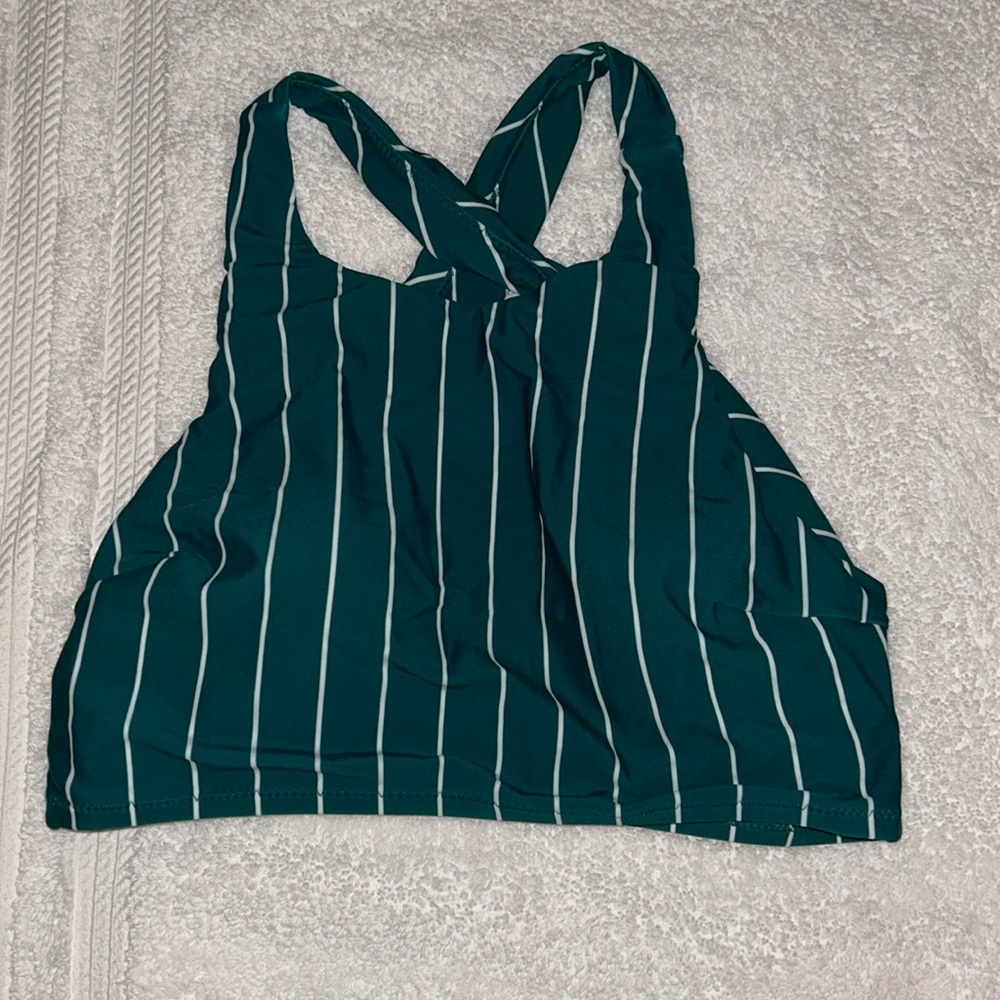 High neck striped bikini top